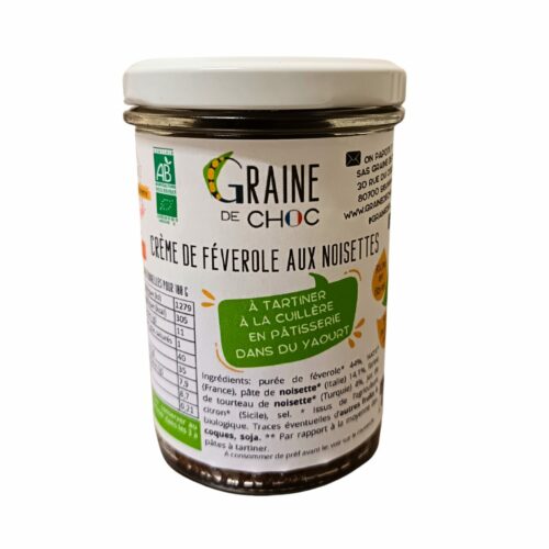 Crème de féverole aux noisettes, pâte à tartiner Bio