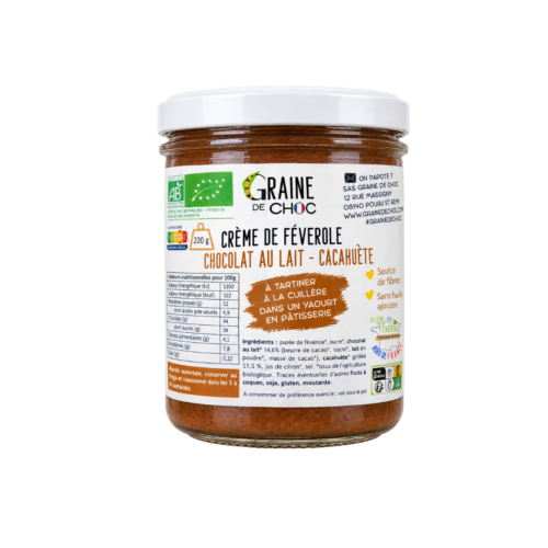 crème de féverole BIO chocolat au lait cacahuète crème de féverole BIO chocolat au lait cacahuète