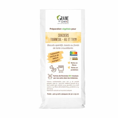 Préparation pour crackers tournesol ail et thym à base de féverole Bio