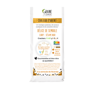 Chaleur d'orient préparation pour crackers curry sésame noir à base de féverole