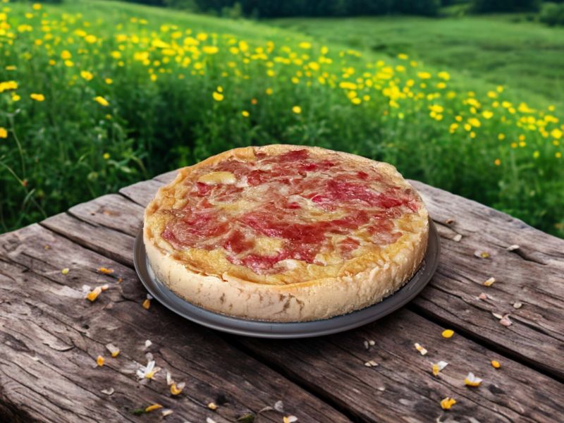 Gâteau de semoule de féverole à la rhubarbe