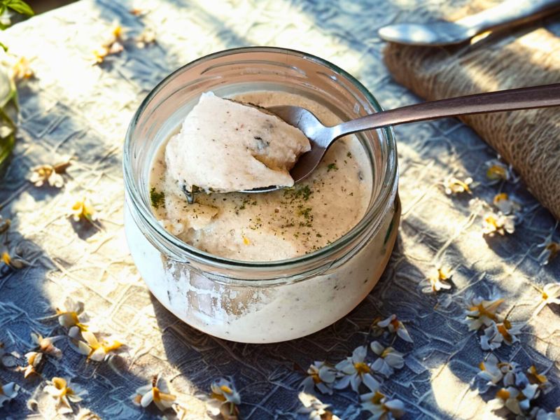 Crème de semoule au lait d'amande, citron et basilic