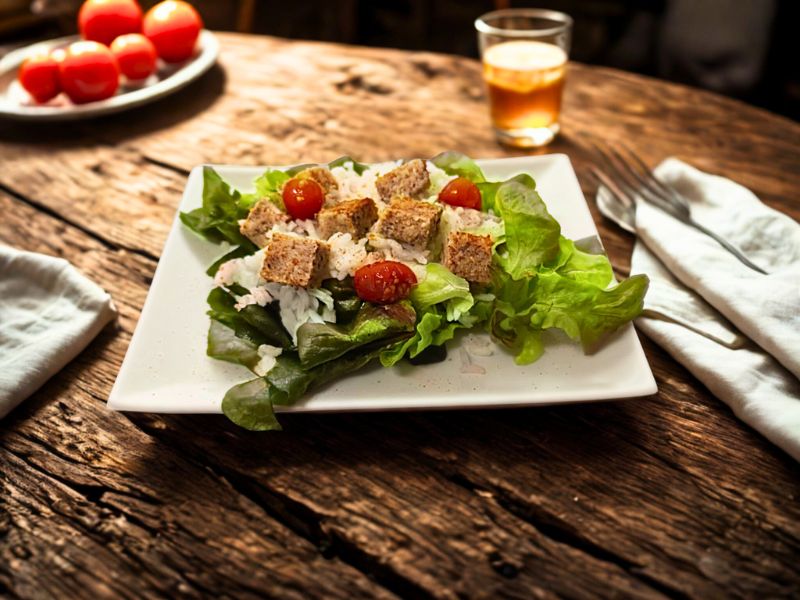 Faux tofu et salade de riz au paprika