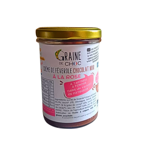 Crème de féverole chocolat noir à la rose