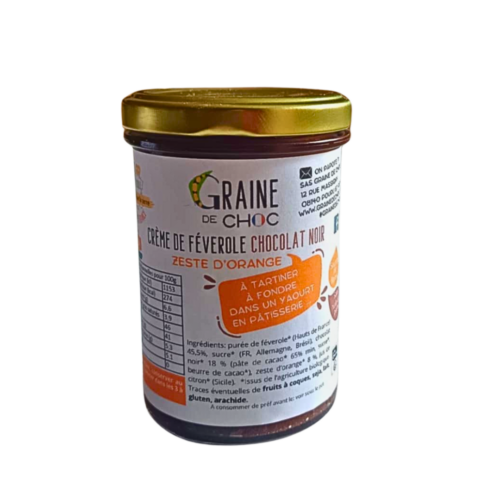 Crème de féverole chocolat noir zeste d'orange