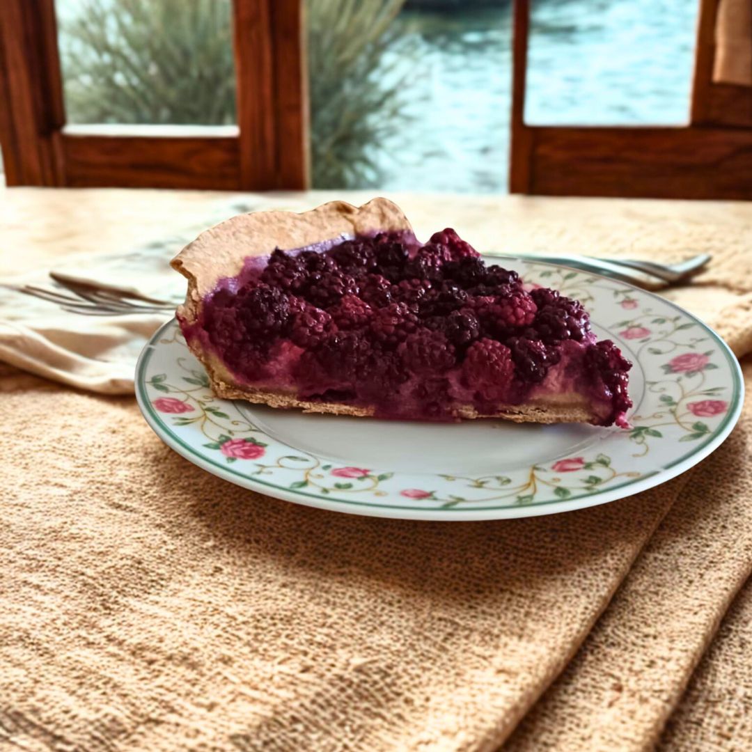 Tarte aux mûres et semoule de féverole