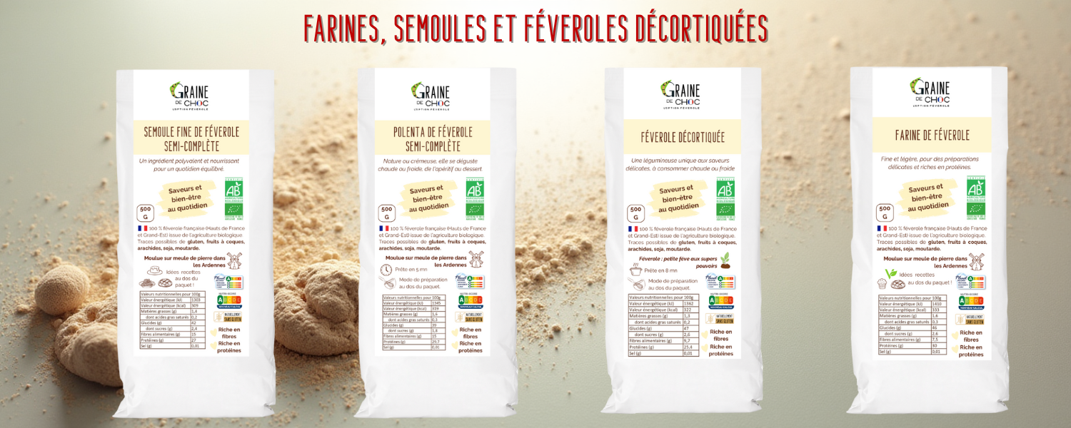 Féverole Bio et farines sans gluten riches en protéines et en fibres