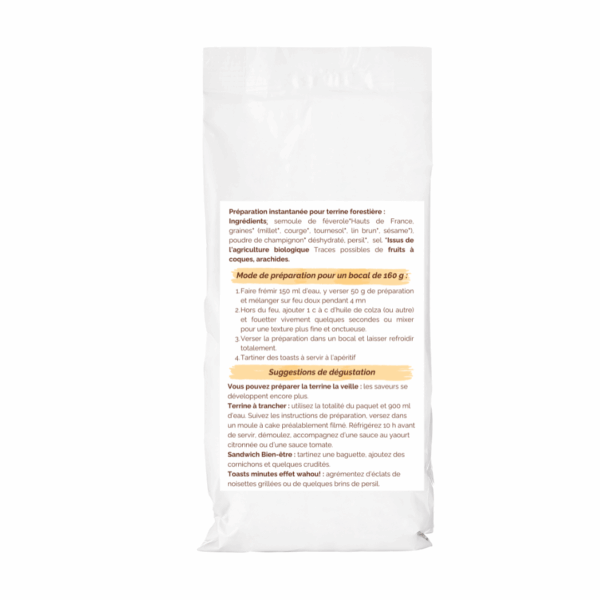 Ingrédients Préparation végétale instantanée pour terrine forestière à base de féverole BIO Ingrédients Préparation végétale instantanée pour terrine forestière à base de féverole BIO