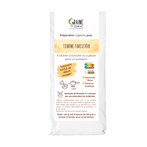 Préparation végétale instantanée pour terrine forestière à base de féverole BIO Préparation végétale instantanée pour terrine forestière à base de féverole BIO