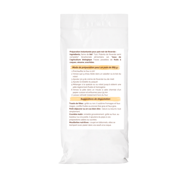 Préparation instantanée pour Pain noir de féverole riche en fibres et riche en protéines