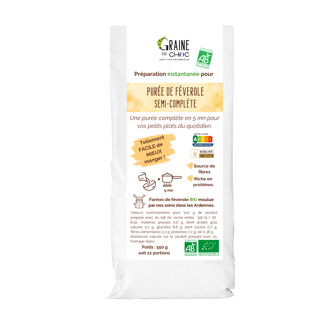 Préparation instantanée pour purée de féverole semi-complète