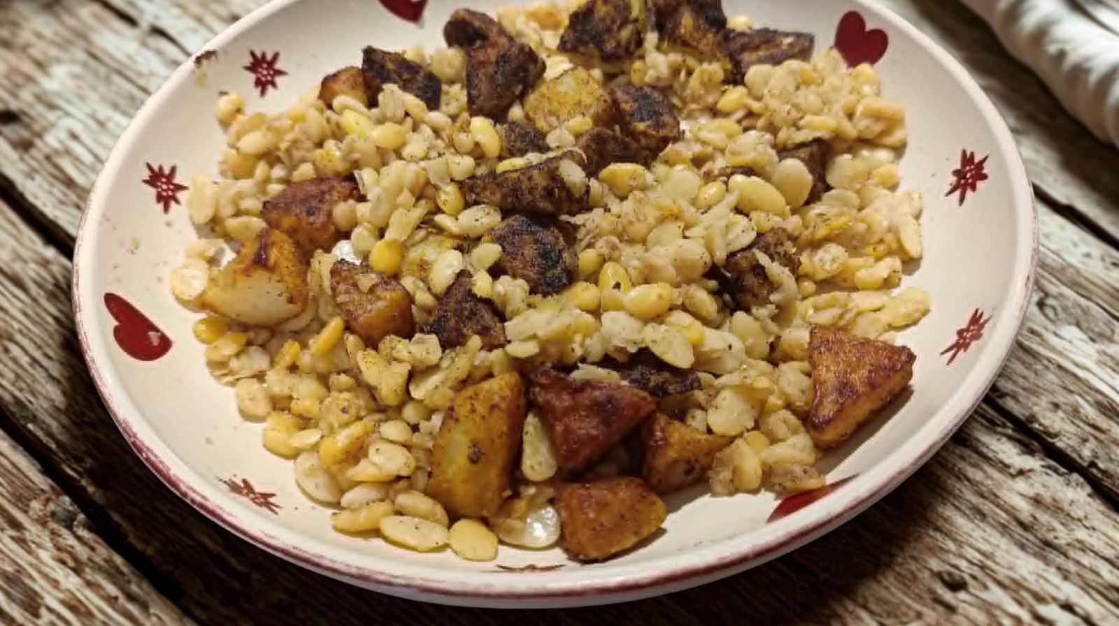 Poêlée de féverole et chou rave pané au curry