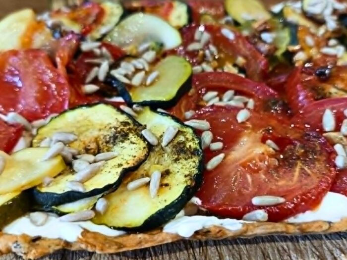 Tarte crackers aux légumes d&rsquo;été, sans gluten, ig bas
