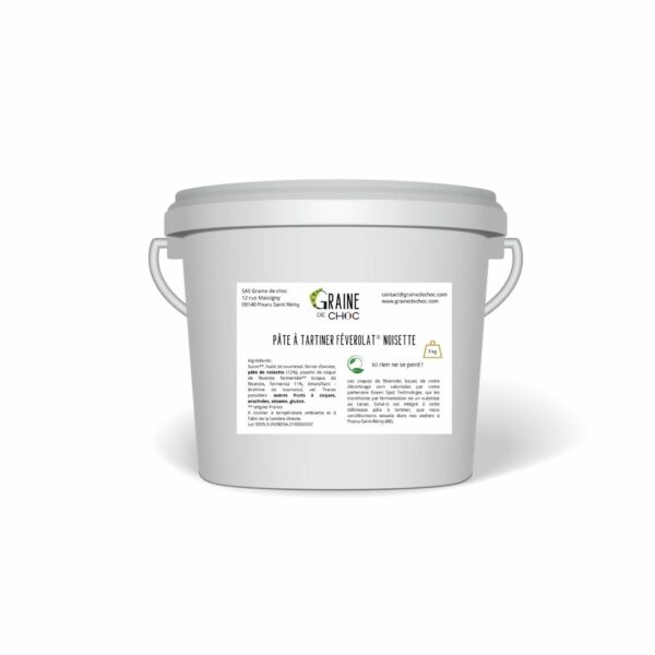 Pâte à tartiner Féverolat noisette - Milatéa à base de coques de féverole fermentée en seau de 3 kg