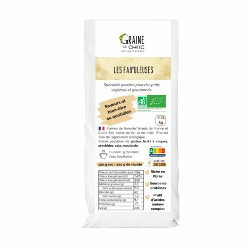 Les Fab'uleuses Pâtes sans gluten riche en fibres, source de protéines à base de féverole