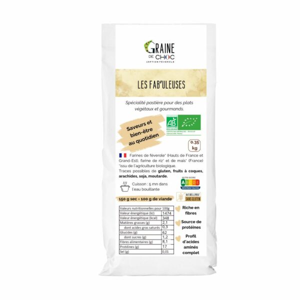 Les Fab'uleuses Pâtes sans gluten riche en fibres, source de protéines à base de féverole