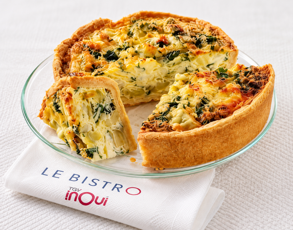 Tarte aux féveroles en persillade et bleu d'Auvergne TGV inOui
